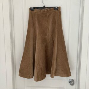 Bagatelle Tan A-Line Skirt One-of-a-kind Statement Corduroy Canada Boho Chic